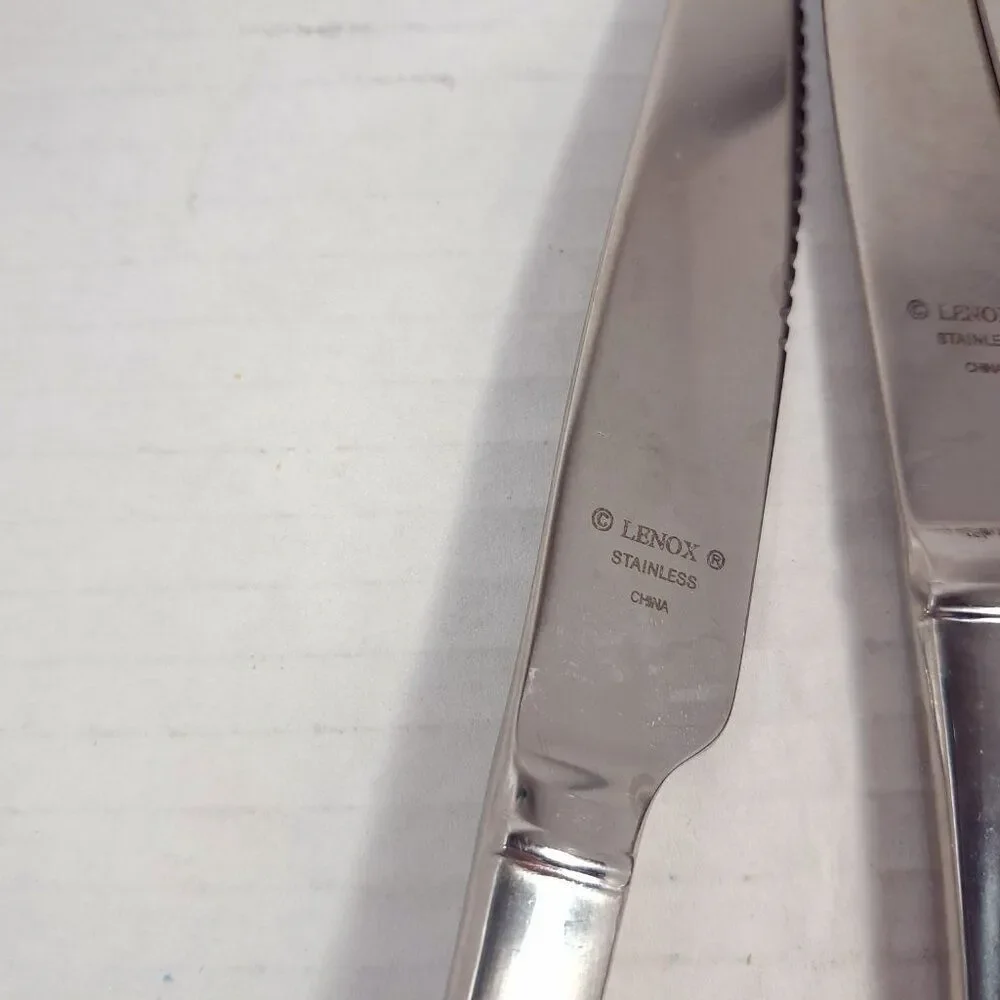 Lenox POOL Dinner Knives SET 4 Stainless 18/10 Flatware steak knife‎ wavy lines
